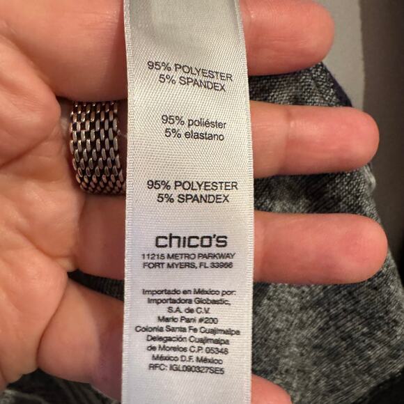 Weekends by Chico's Top Black Crew Neck Floral 3/4 Sleeve Women's Sz 3/L - Picture 4 of 5